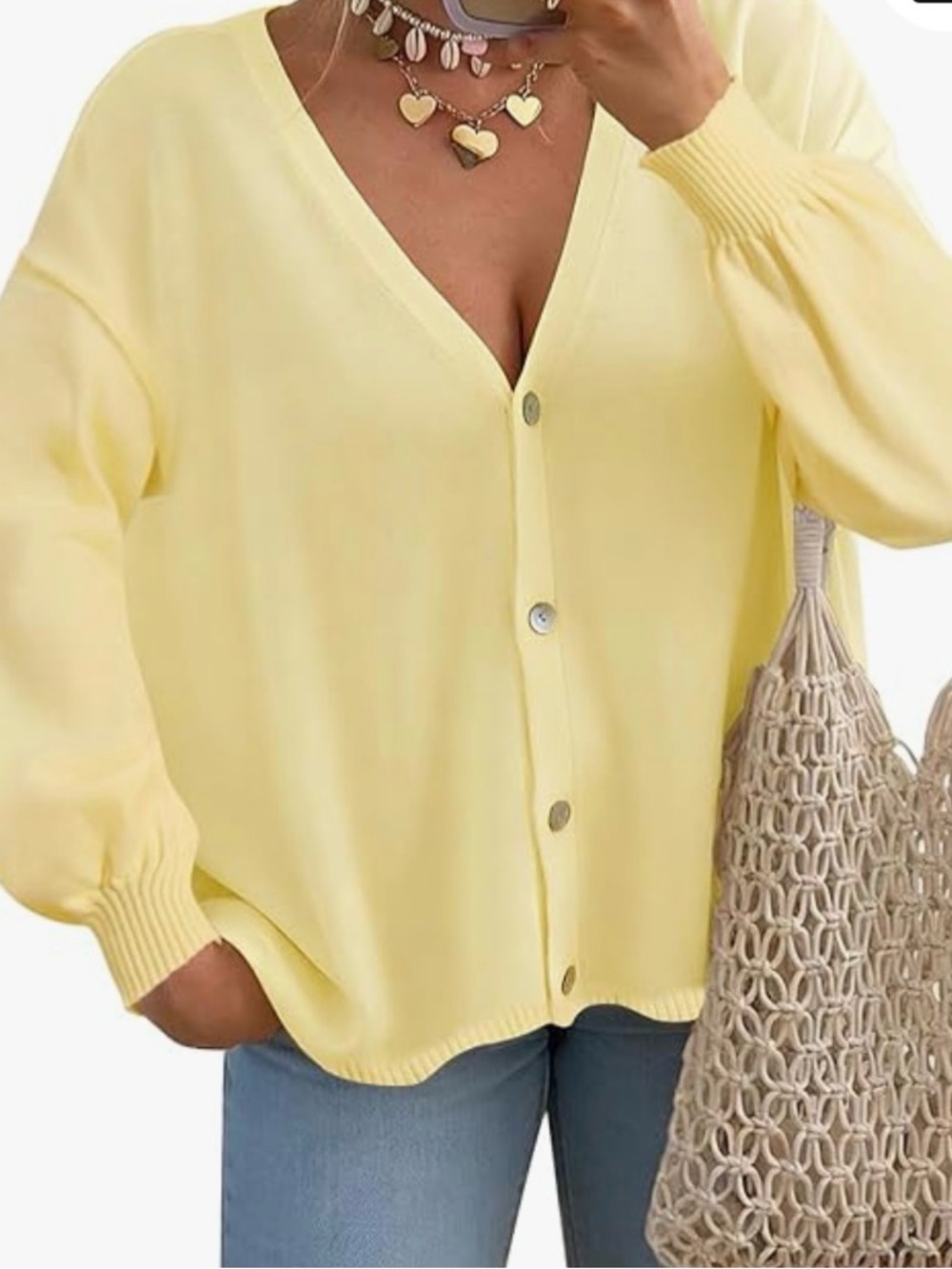 🆕 FireSwan Yellow Cardigan Sweater Large